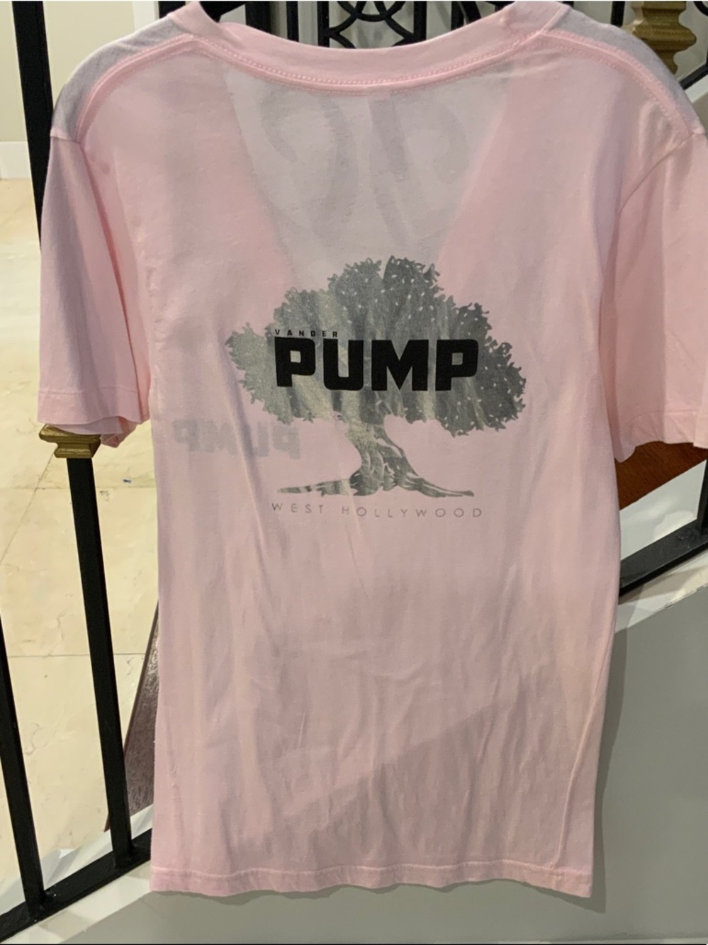 American Apparel Pink 'PUMP' Tree Graphic Short Sleeve Tee